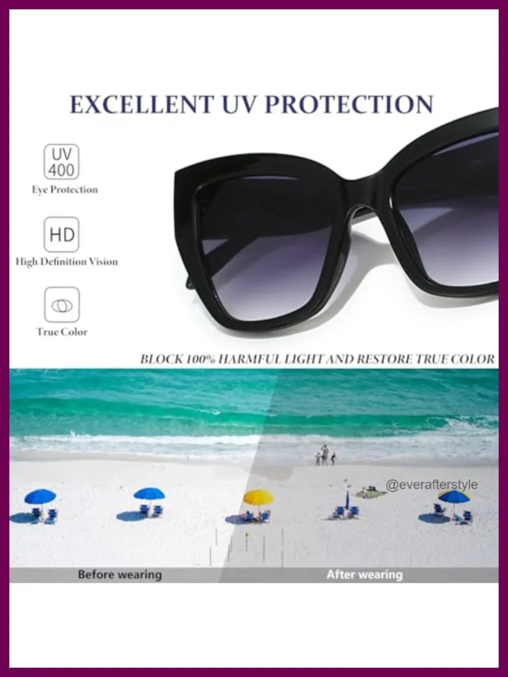 Oversized Cat Eye Sunglasses UV400 Protection for Women Trendy Large Frame